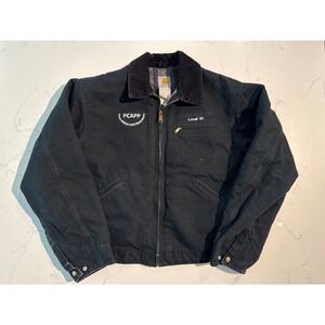 Carhartt UJ01 BLK Detroit Jacket Black Duck Canvas Blanket Lined Made in USA